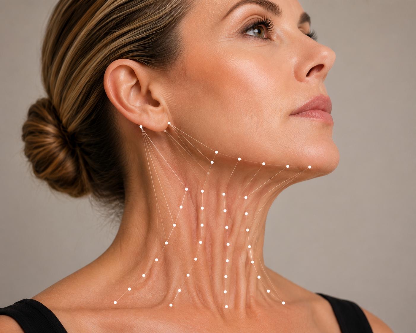 Nefertiti lift treatment defining the jawline and neck